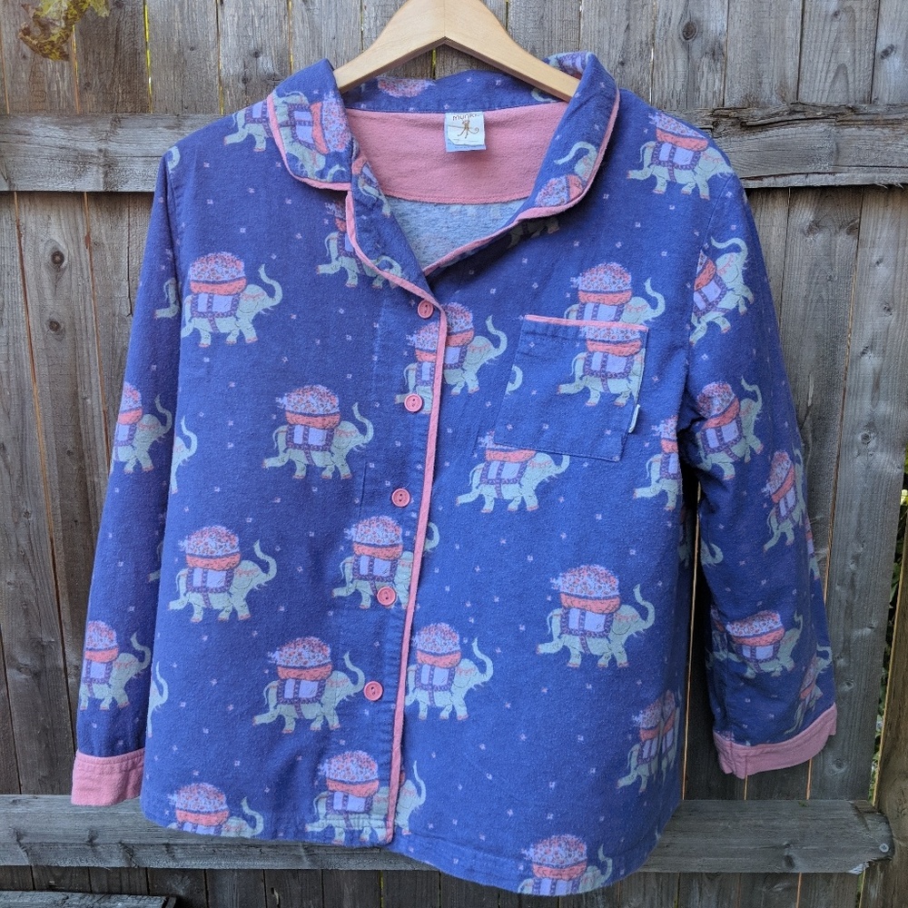 😀Munki Munki Cotton Flannel PJs Purple Elephant L